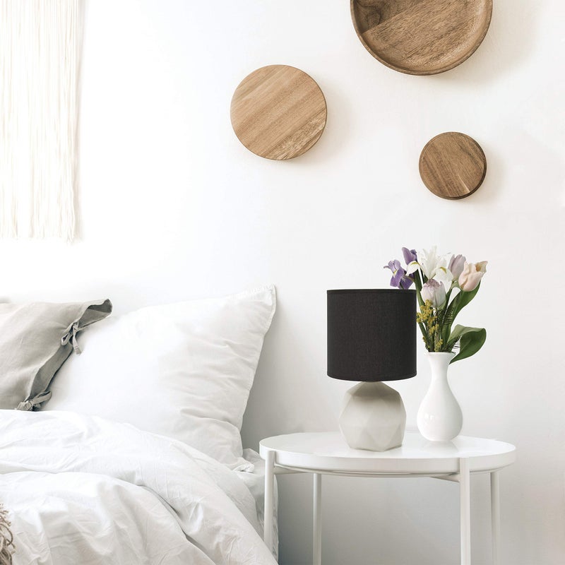 Simple Designs LT2060-BLK Geometric Concrete Table Lamp, Black - Image 5